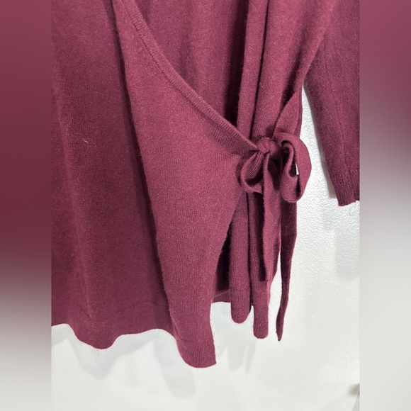 Talbots Woman Pure Cashmere Wrap Sweater Burgundy Wine V neck 1X - Picture 6 of 8